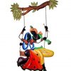 Radha Krishna on Swing Wall Hanging