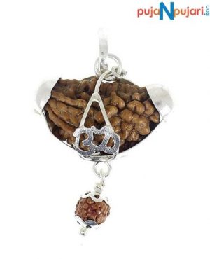 Ek Mukhi Silver Rudraksh Mala with Om Pendant