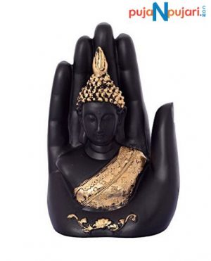 Golden Handcrafted Palm Buddha Polyresin