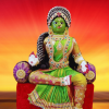 Varamahalakshmi Idol With Ornaments in Green and Yellow saree