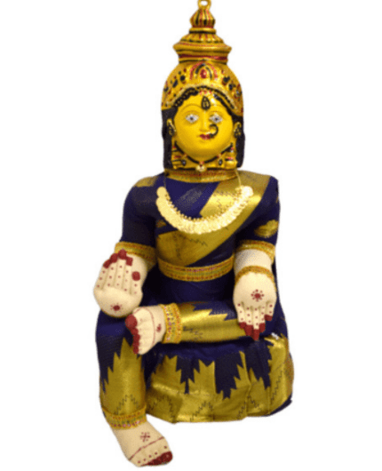 Varamahalakshmi Idol Gold and Blue Saree