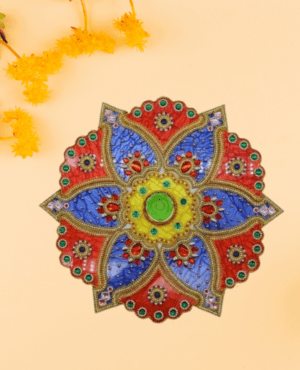 Kundan Stone Flower Design Acrylic Rangoli Set