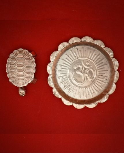 Brass Tortoise Feng Shui with Plate for Good Luck - Puja N Pujari