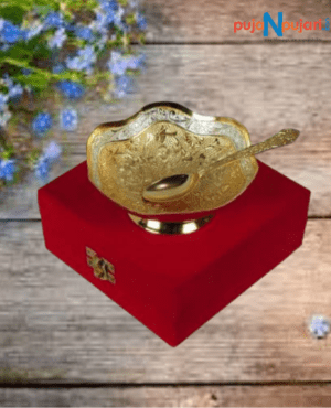 Gold Plated Brass Flower Bowl With Stand