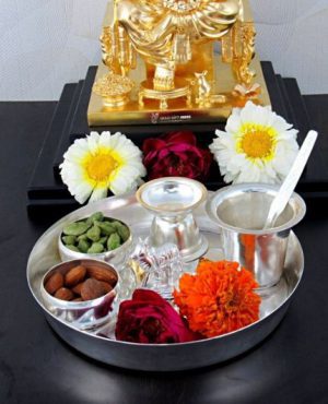 6 Piece Silver Plated Pooja Thali Set