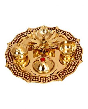 8 Inch Brass Pooja Aarti Thali