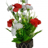 Artificial Carnation Flowers With Wood Pot
