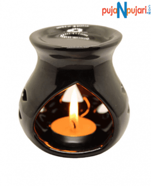 Black Ceramic Aroma Diffuser Oil Burner Clay Lamp