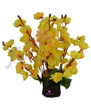 Blossom Yellow Flowers Wood Pot