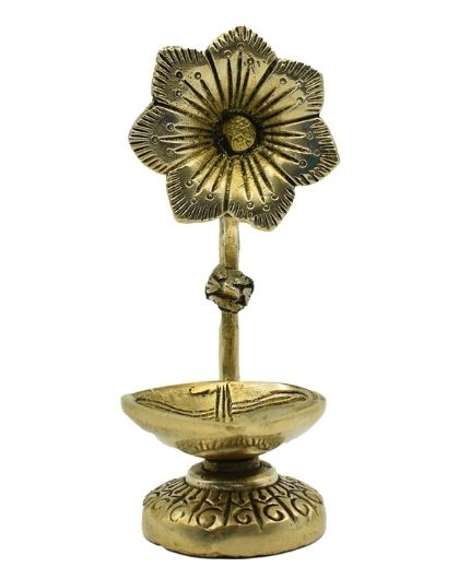 Brass Flower Design Standing Table Diya
