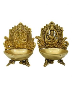 Brass Lakshmi Ganesh Table Diya