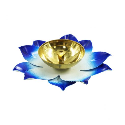 Handmade Lotus Flower Diya (Blue) - Image 3