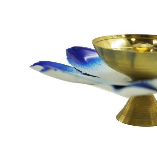 Handmade Lotus Flower Diya (Blue) - Image 4