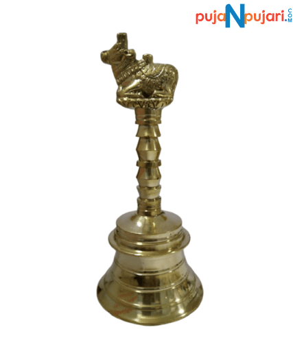 Brass Nandi Hand Held Bell 8.5 Inches