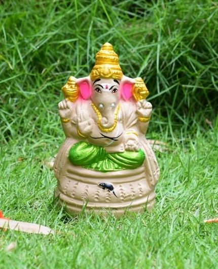 Eco Friendly Clay Green Ganesh Idol 6inch