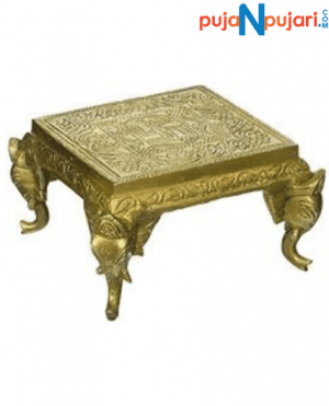 Elephant Design Brass Pooja Chowki