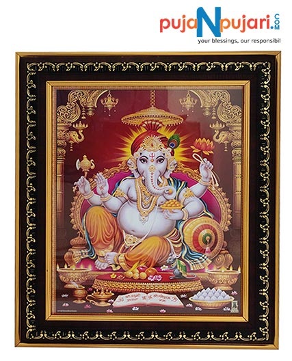 pujanpujari online shopping, ganesha photo frame, ganpati photo frame, ganesh photo frame