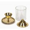 Gold Brass Akhand Diya with Glass Cover/ Diwali Oil Lamp