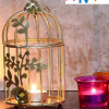 Gold Color Metal Bird cage Tea Light