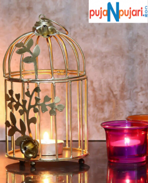 Gold Color Metal Bird cage Tea Light