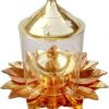 Kamal Patti Diwali Akhand Diya with Glass Cover