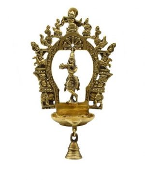 Krishna Wall Hanging Diya with Bell