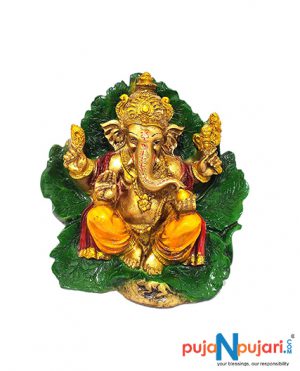 Leaf Design Decorative Ganesha Idol