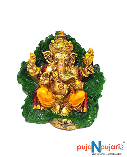 Leaf Design Decorative Ganesha Idol