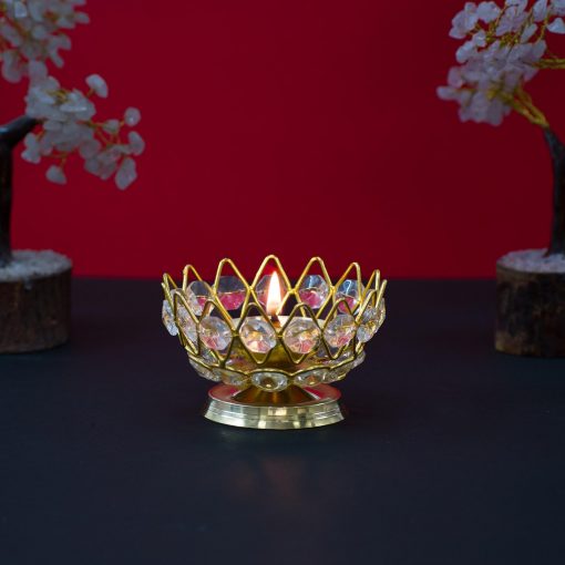 Lotus Design Crystal Diya Akhand Jyoti - Image 2
