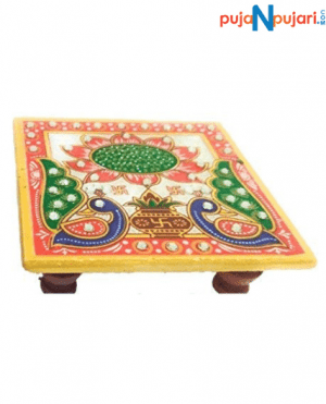 Marble Peacock Design Pooja Chowki