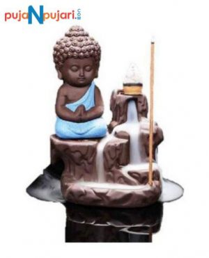 Meditating Monk Buddha Backflow Cone Incense Holder