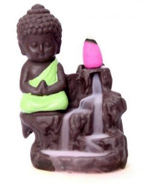 Monk Buddha Backflow Cone Incense Holder Green Color