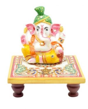 Pagadi Ganesh on Marble Pooja Chowki