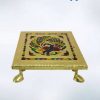 Peacock Design with Gold Plated Wooden Pooja Chowki