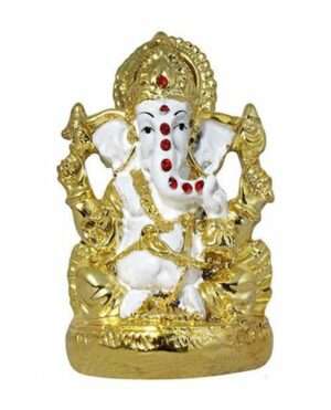 Polyresin Ganesha Statue White & Gold