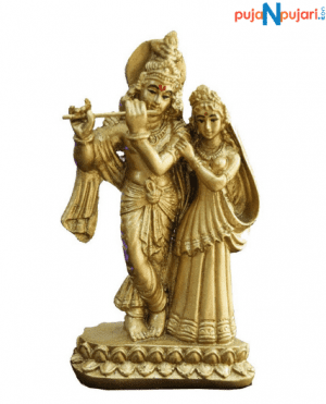 Radha Krishna Gold Antique Finish Idol Statue