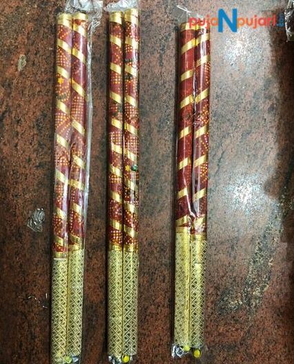 Red and Gold Color Garba Dandiya Sticks 1 Pair
