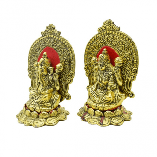Metal Lakshmi Ganesh Murti  Idol for Home Puja - Image 2
