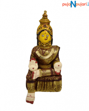 Varamahalakshmi Idol Gold and Maroon Saree- Puja N Pujari
