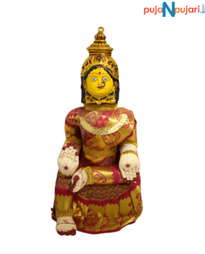 Varamahalakshmi Idol Gold and Pink Saree- Puja N Pujari