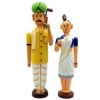 Wooden Village Farmer Couple Showpiece