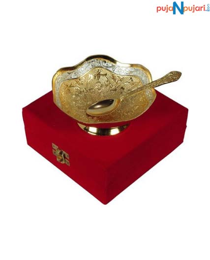 Gold Plated Brass Flower Bowl With Stand