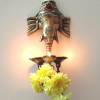 Ganesh Wall Hanging Three Diya Oil Lamp
