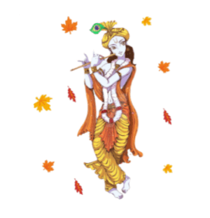 Lord Krishna and Autumn Leaf Wall Sticker