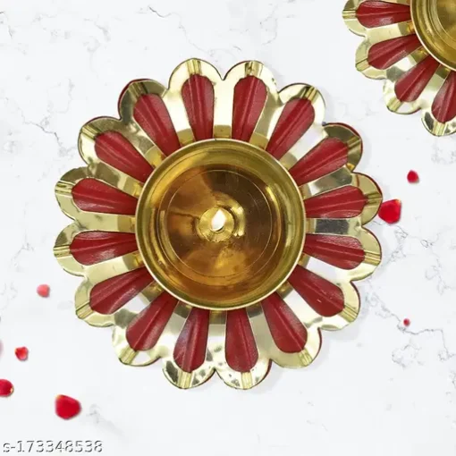 Lotus Brass Diya for Puja Oil Lamp Deepak Pooja Room Diwali Decoration