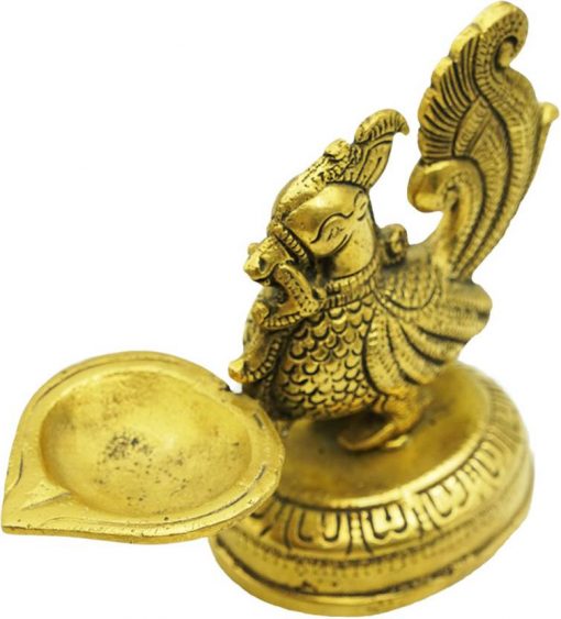 Brass Peacock Diya Deepak Oil Lamp For Pooja & Home Decoration - Image 3
