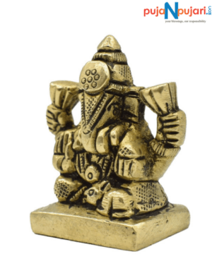 Brass Lord Ganesha Idol for Good Luck -Puja N Pujari