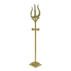 Brass Trishul with Damru for Pooja Trishul Stand