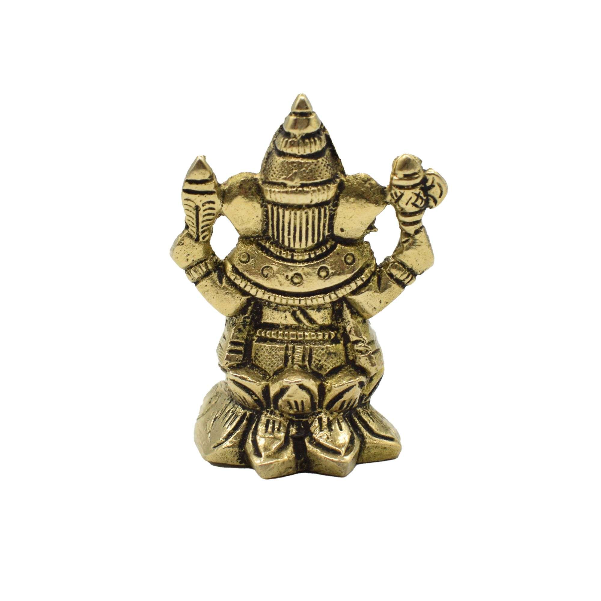 Brass Ganesha Sitting on Lotus