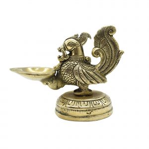 Brass Peacock Diya Deepak Oil Lamp For Pooja & Home Decoration